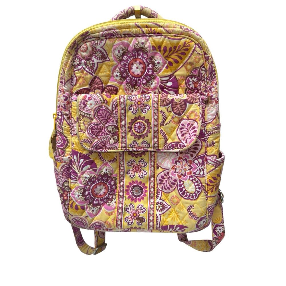 Vera Bradley Quilted Backpack Floral Pink Yellow Small Travel Bag